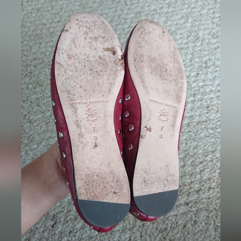 Loeffler Randall Landon Studded Leather Ballerina Flats in Burgundy size 6.5 - Picture 15 of 16